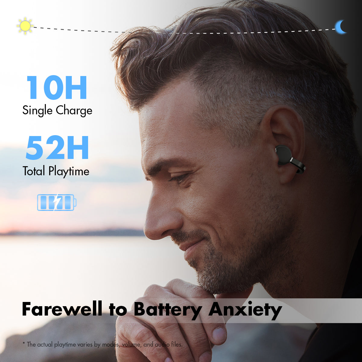 ROSESELSA OpenFree Ear Clip True Bluetooth Wireless Open Ear Earbuds Headphones Lightweight Comfort Fit Sports Running Earbuds