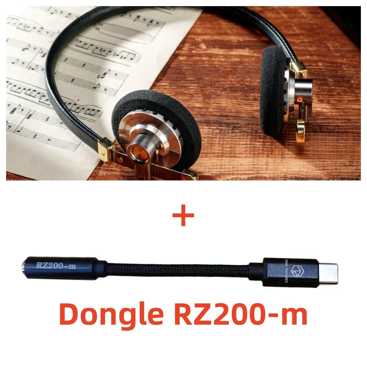 ROSESELSA Distant Mountain Retro Over Ear HiFi Headsets OOTD Vintage Metal Wired Headphones with MMCX 3.5mm Plug