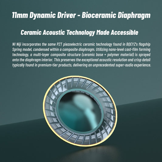 BQEYZ NI HiFi Gaming Wired In - Ear Earphone Dynamic Driver Earbuds with Bio ceramic Diaphragm Interchangeable Plugs 3.5+4.4mm - HIFICHOI