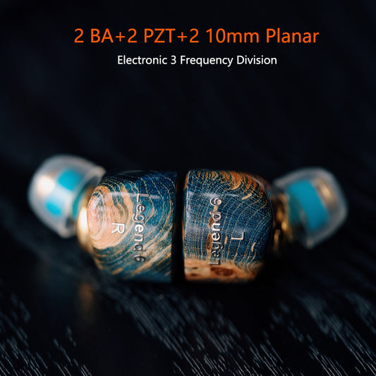 GEEKFLY Legend 6 2BA+2PZT+2*10mm Planar HIFI TWS Bone Conduction Wood Bluetooth Wireless Gaming Earphone with Audio DAC AMP