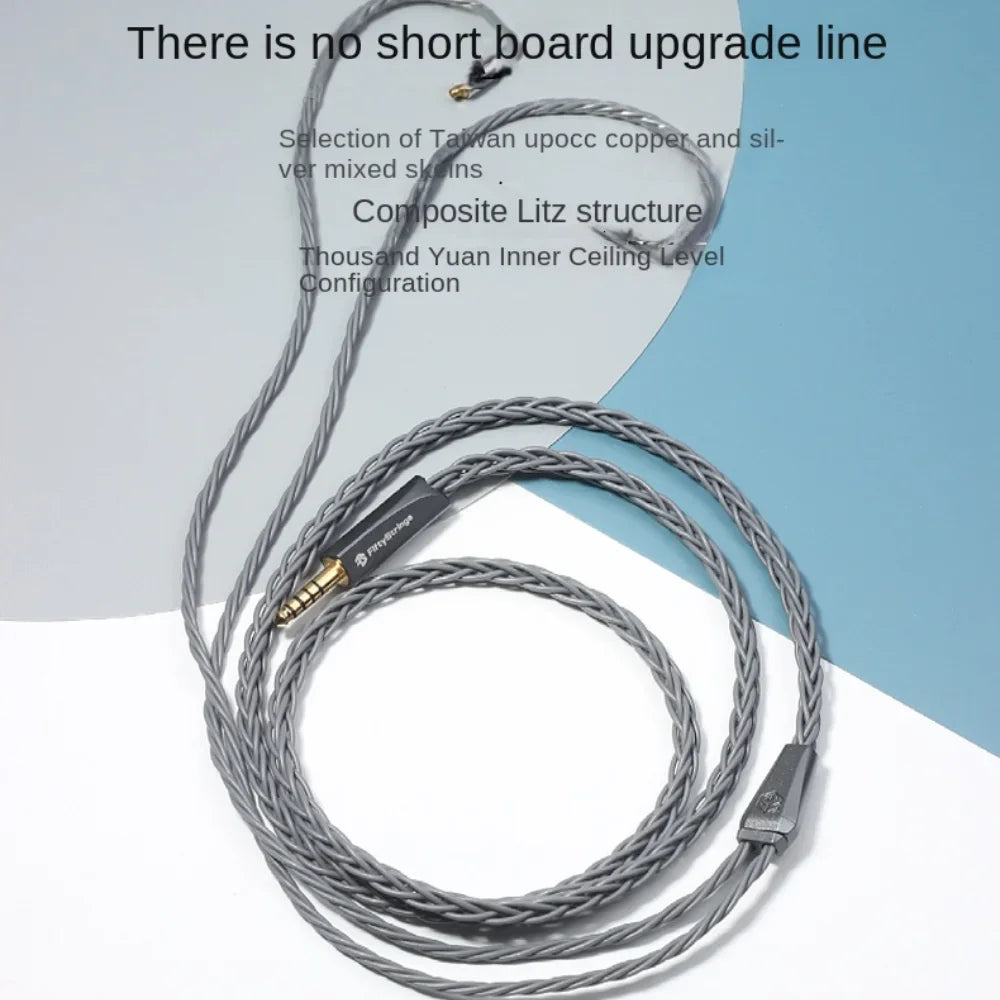 FiftyStrings Assassin Headphone Upgrade Balanced Cable Wanlong Upocc Copper-Silver Hybrid 8 Core 26awg Strand Cable Case Airpod 