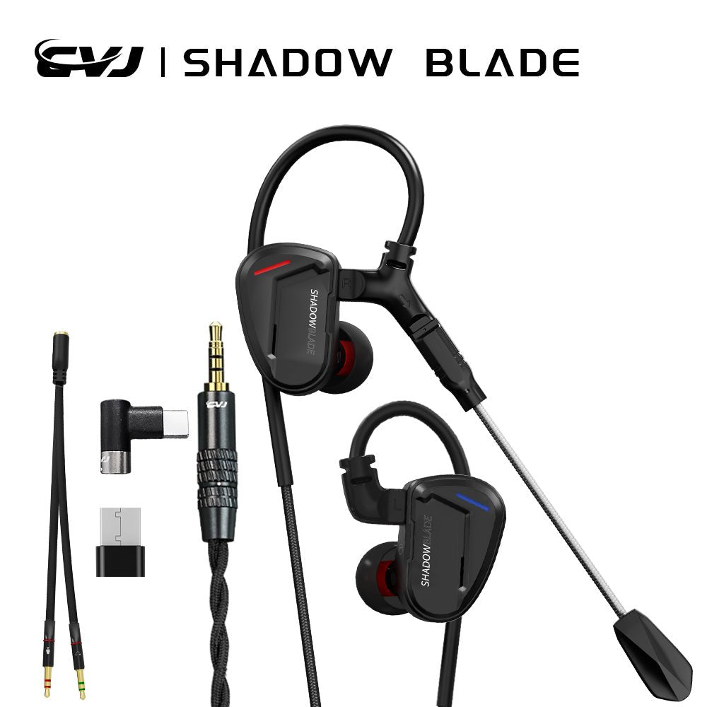 CVJ Shadow Blade HIFI in - ear Wired Earphones Dynamic Driver + Vibration Unit with Tuning Tubes HD MIC Vibration Music Gaming IEM - HIFICHOI
