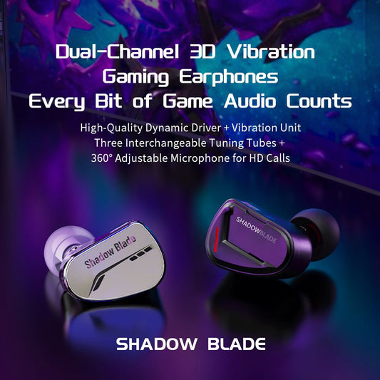 CVJ Shadow Blade HIFI in - ear Wired Earphones Dynamic Driver + Vibration Unit with Tuning Tubes HD MIC Vibration Music Gaming IEM - HIFICHOI