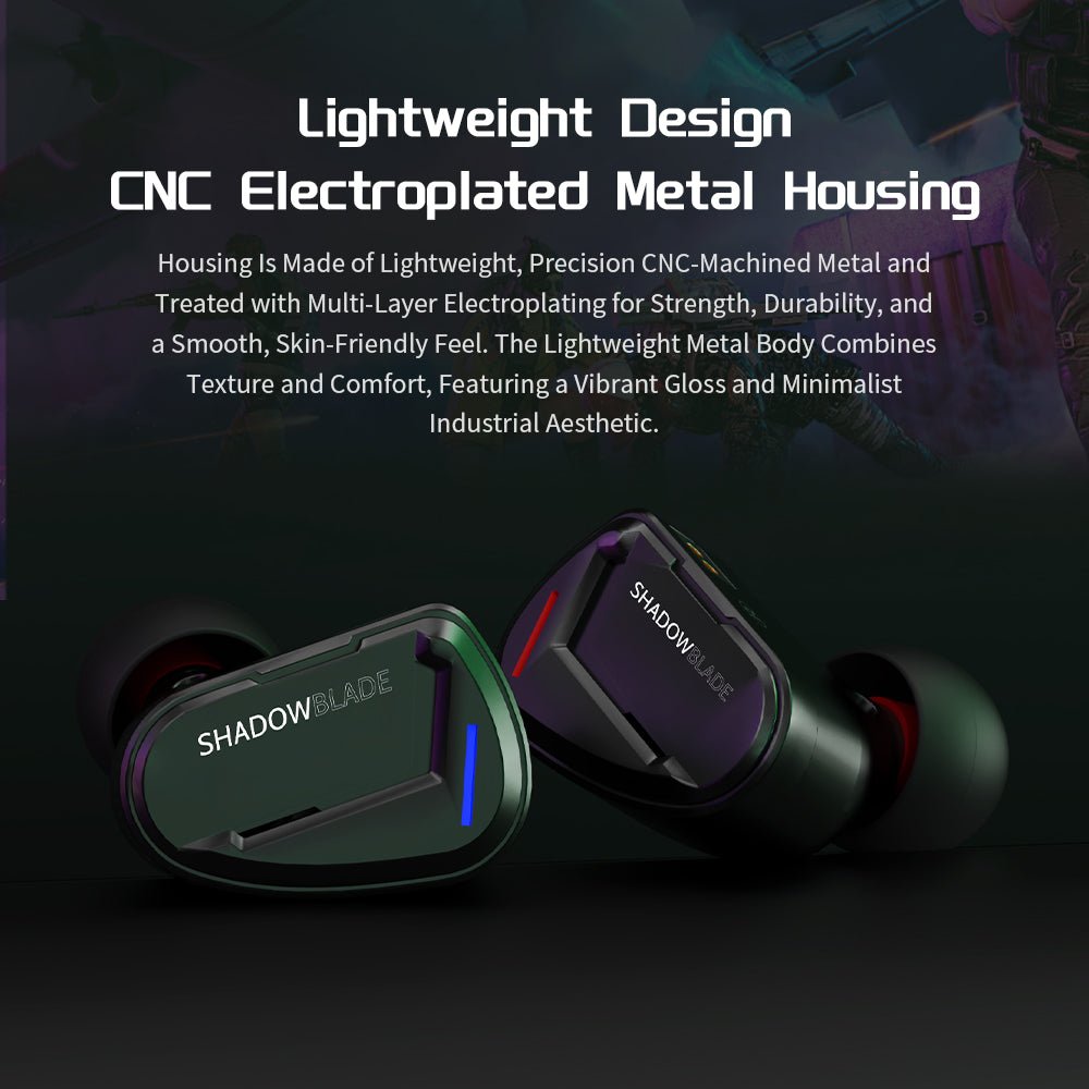 CVJ Shadow Blade HIFI in - ear Wired Earphones Dynamic Driver + Vibration Unit with Tuning Tubes HD MIC Vibration Music Gaming IEM - HIFICHOI