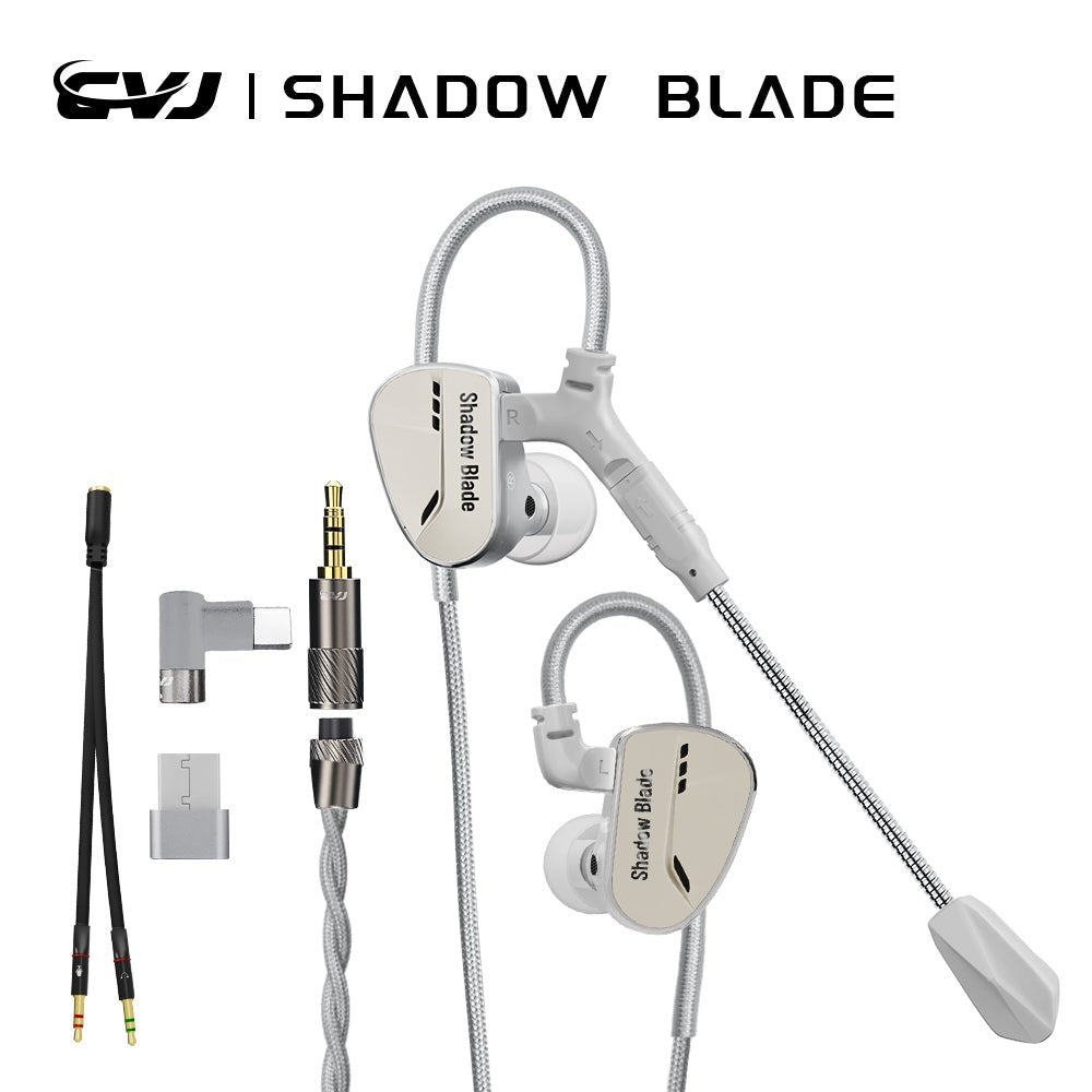 CVJ Shadow Blade HIFI in - ear Wired Earphones Dynamic Driver + Vibration Unit with Tuning Tubes HD MIC Vibration Music Gaming IEM - HIFICHOI