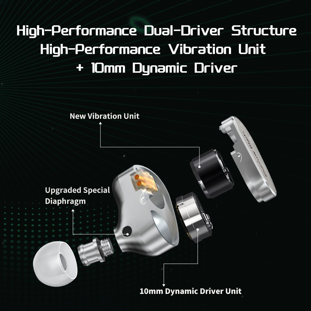 CVJ Shadow Blade HIFI in - ear Wired Earphones Dynamic Driver + Vibration Unit with Tuning Tubes HD MIC Vibration Music Gaming IEM - HIFICHOI