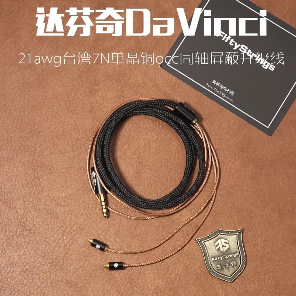 FiftyStrings DaVinci Headphones Upgrade Cable 21awg Taiwan 7N Single Crystal Copper OCC Coaxial Shield - HIFICHOI