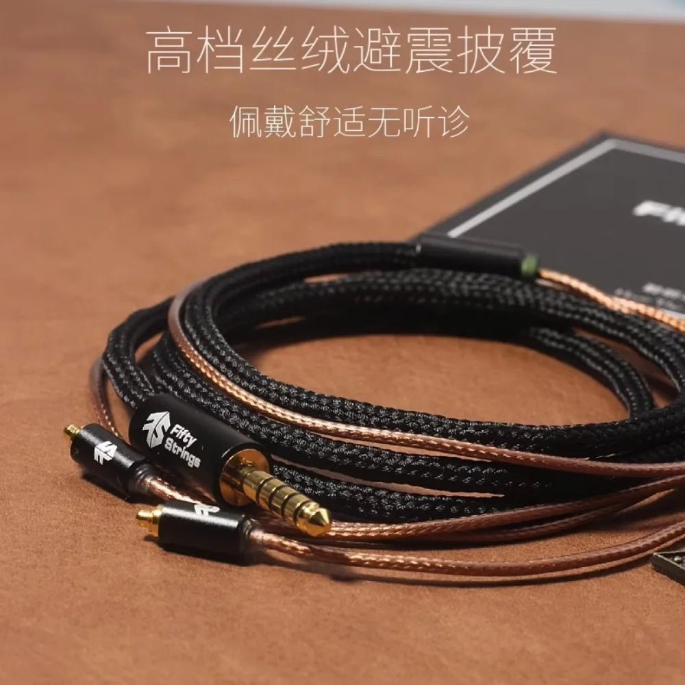 FiftyStrings DaVinci Headphones Upgrade Cable 21awg Taiwan 7N Single Crystal Copper OCC Coaxial Shield - HIFICHOI