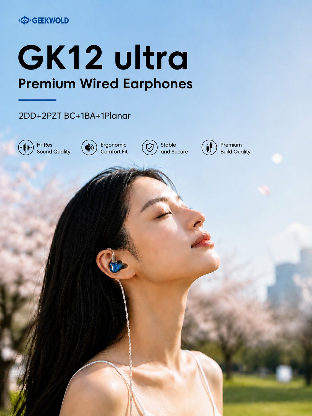 GEEKFLY GEEKWOLD GK20 PRO 3BA+2PZT+Planar+DD IEMs HIFI Wired In