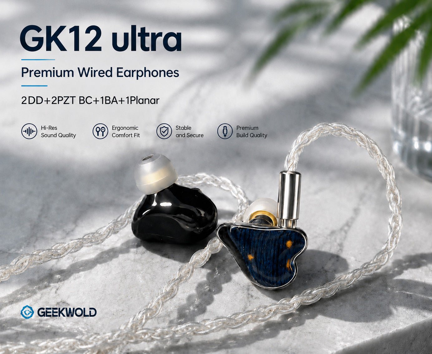 Geekwold GK12 Ultra Wired IEMs | 6-Driver Hybrid Hi-Res Earphones