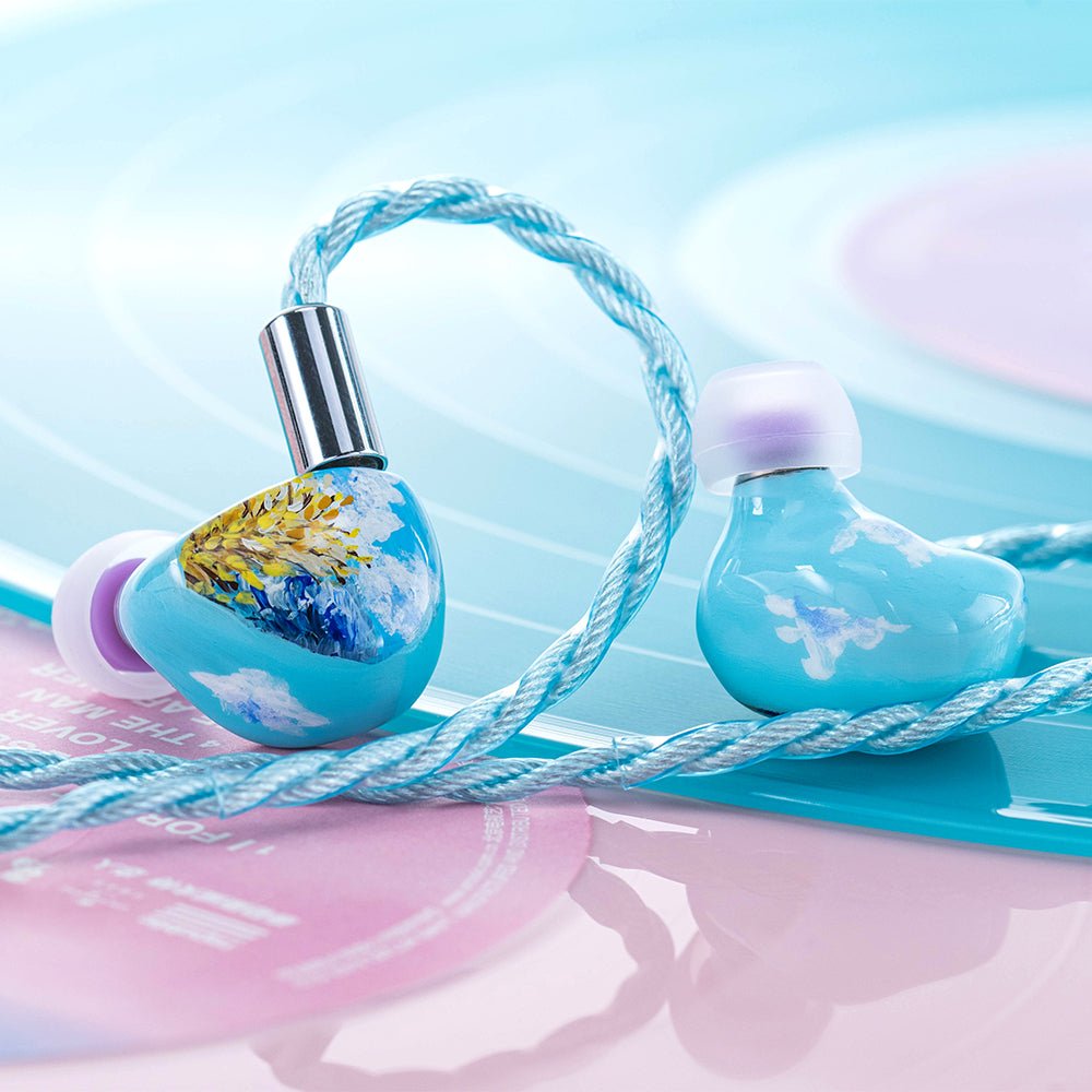 QoA Cloud Scape DD + Planar Hybrid Driver IEMs In - ear HIFI Wired Earphone with 6N Monocrystalline Silver - Plated Copper Cable - HIFICHOI