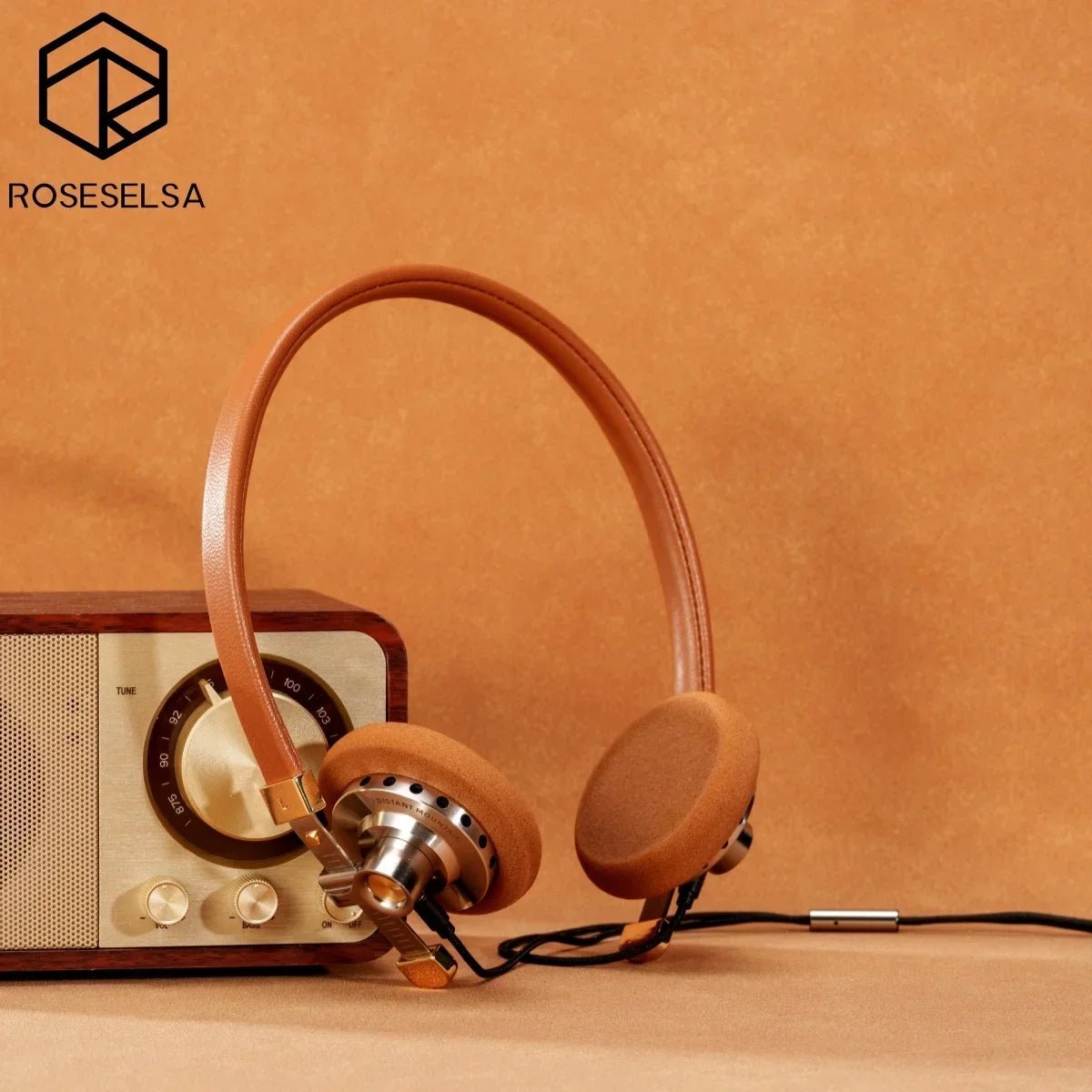 ROSESELSA Distant Mountain Retro Over Ear HiFi Headsets OOTD Vintage Metal Wired Headphones with MMCX 3.5mm Plug - HIFICHOI