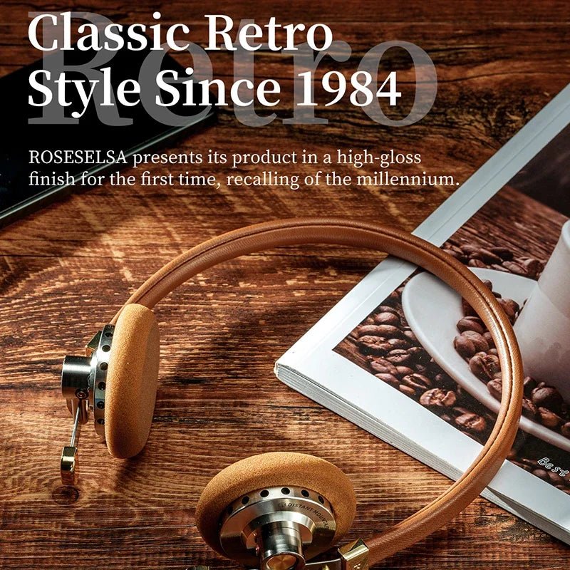 ROSESELSA Distant Mountain Retro Over Ear HiFi Headsets OOTD Vintage Metal Wired Headphones with MMCX 3.5mm Plug - HIFICHOI