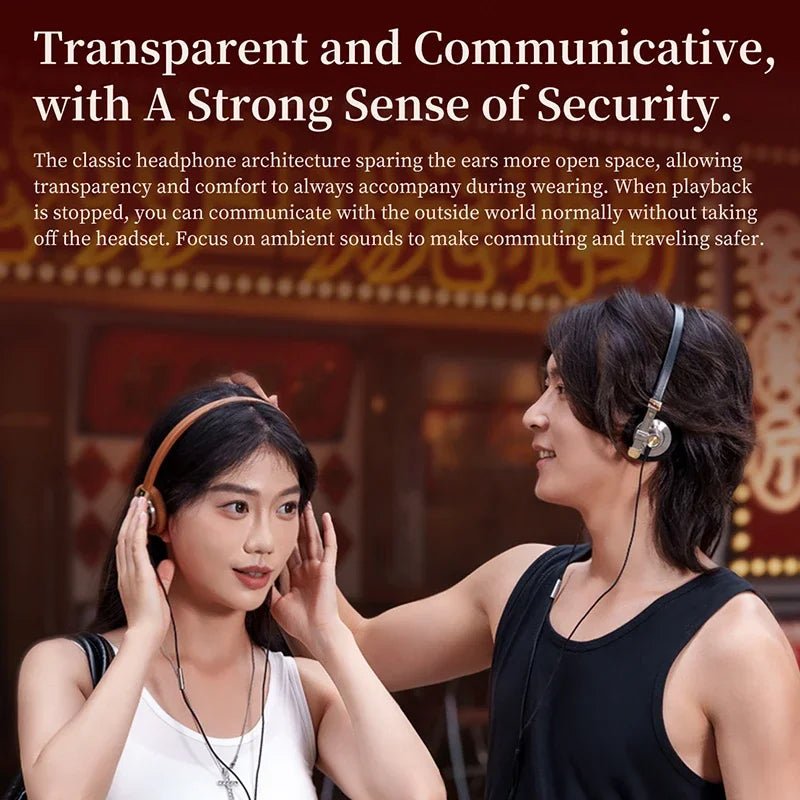 ROSESELSA Distant Mountain Retro Over Ear HiFi Headsets OOTD Vintage Metal Wired Headphones with MMCX 3.5mm Plug - HIFICHOI