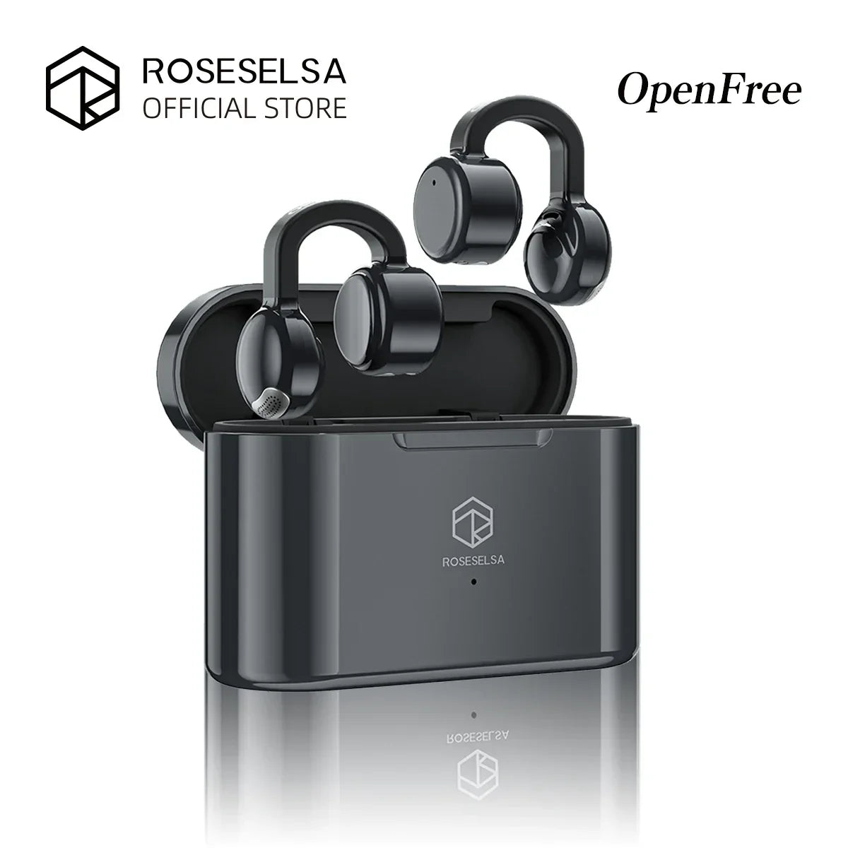 ROSESELSA OpenFree Ear Clip True Bluetooth Wireless Open Ear Earbuds Headphones Lightweight Comfort Fit Sports Running Earbuds - HIFICHOI